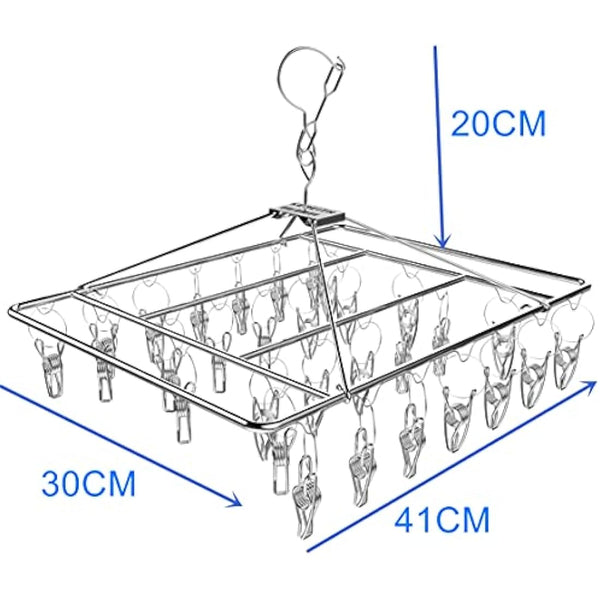 Kereith Home Sock Drying Racks with 30pcs Laundry Pegs Drip Hanger Laundry Clothesline Hanging Rack Metal Clothespins Drying Towels, Underwear, Lingerie, Delicate Bras