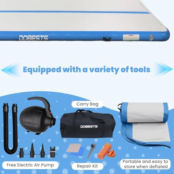 Inflatable Gymnastics Mat Tumbling Mat 6.6 ft 10 ft 13ft 16ft 20ft 4in/8in Thick Tumble Track Air Mat for Gymnastics For Home Kids Tumble Training Gymnastics/Yoga/Water/Dance