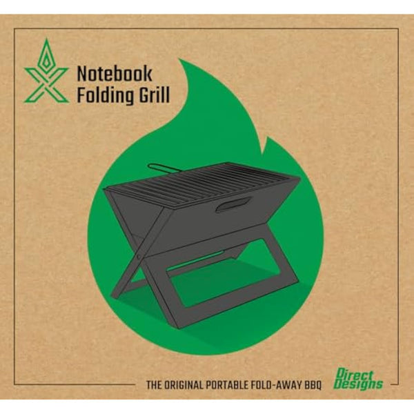 Direct Designs - Notebook Folding Grill - Portable Picnic BBQ with Chrome Plated Cooking Grid (Black)