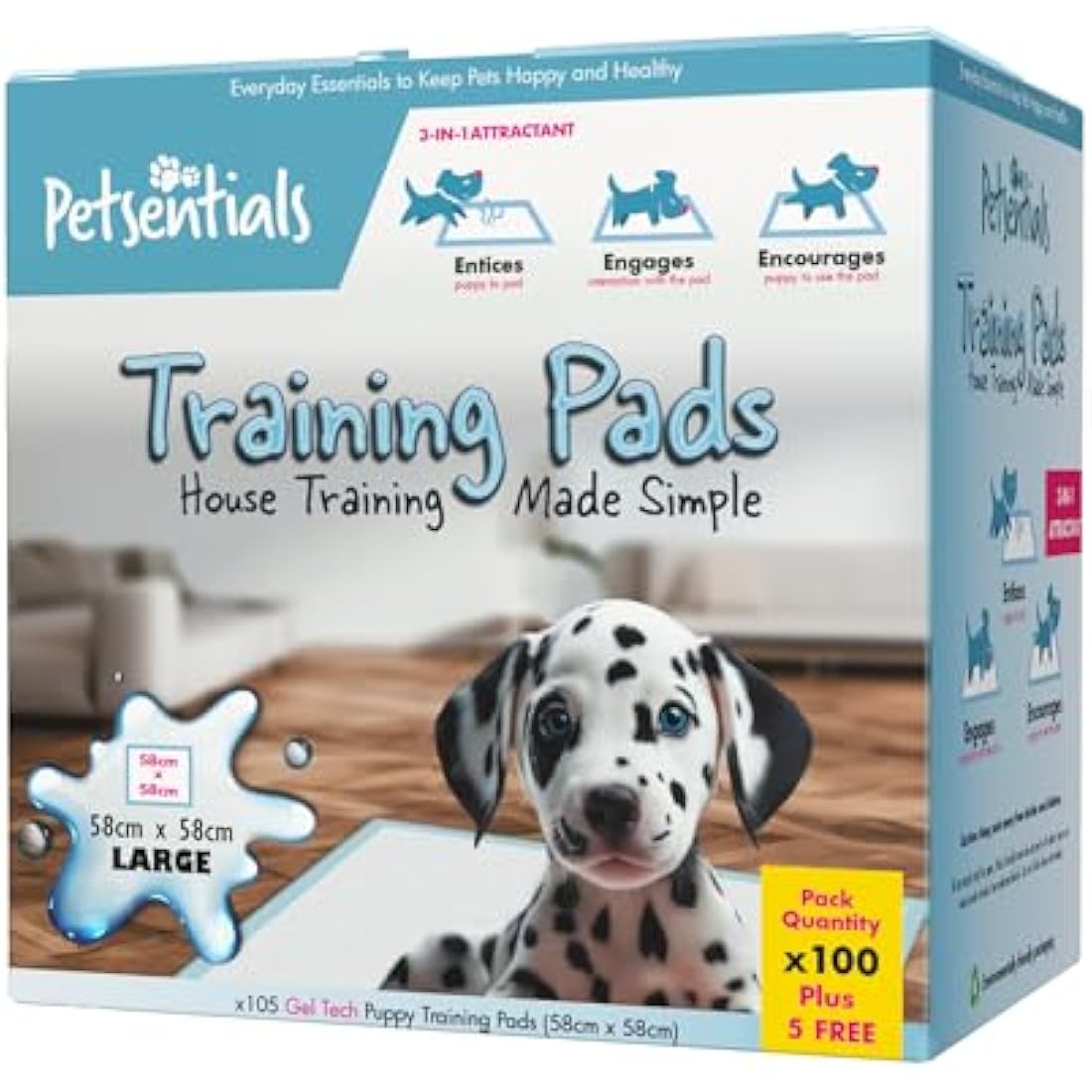 Petsentials Leakproof, Quick Dry, Dog/Puppy Disposable Training Pads Pack x105