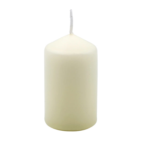 Hofer Ivory Pillar Candles - Set of 80 Decorative Small Candles - 4 x 7 cm - 11 Hours Long Burning - Unscented - Dripless - Smokeless - RAL Quality