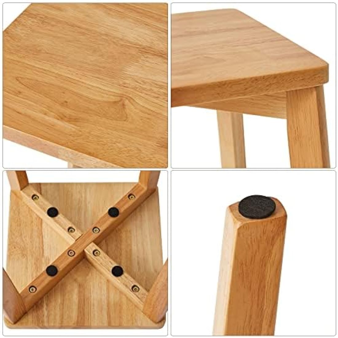 IBUYKE 4pcs Square Wooden Stool, Stacking Stools, Solid Wood Makeup Stool, Small stool for Home, Kitchen, Office, Classroom, 29x44x33cm RF-1501-4