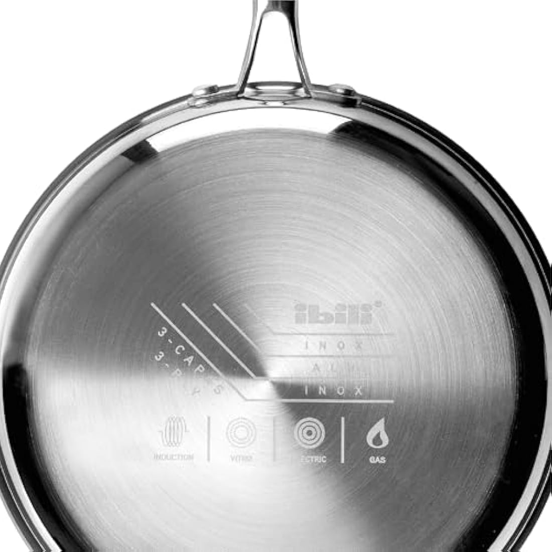 IBILI Triply Natural Tri-Ply Frying Pan, 26 cm, Stainless Steel, Suitable for Induction, Non-Stick