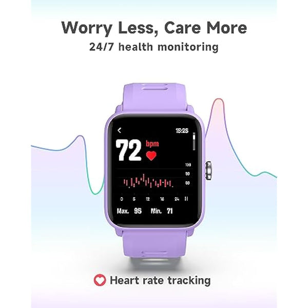 BIGGERFIVE Kids Fitness Tracker Watch, Pedometer, Heart Rate, 5ATM Waterproof, Sleep Monitor, Alarm Clock, Calorie Step Counter, Puzzle Games, 1.5" HD Touch Screen Kids Smart Watch for Girls Ages 3-14