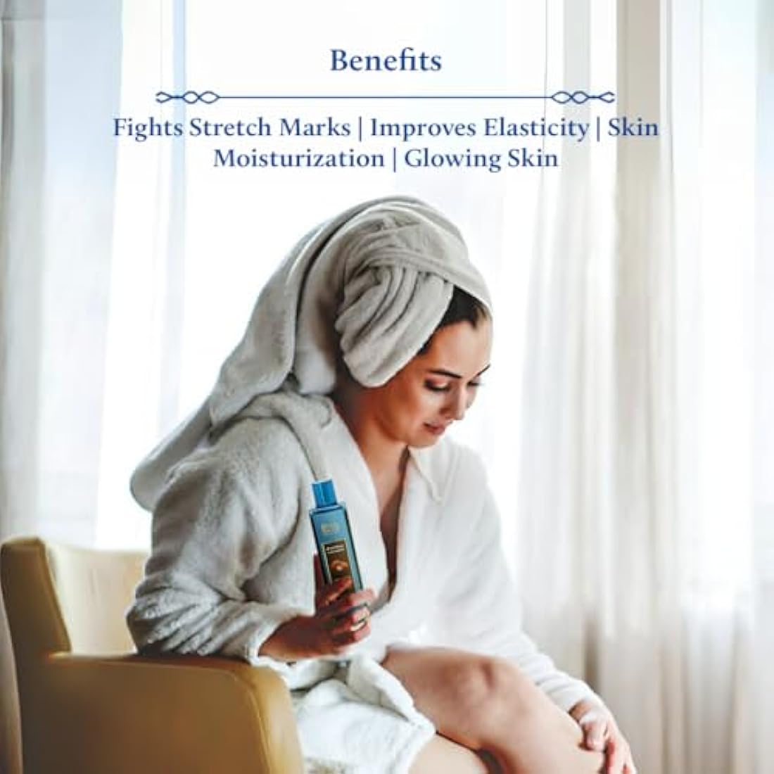 Blue Nectar Saffron & Almond Oil, Ayurveda Product for Crepey Skin | Skin Firming Body Oil for Stretch Marks (12 Herbs, 200ml