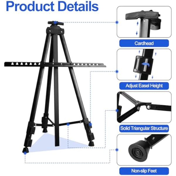 FUDESY Artist Easel Stand, Adjustable Art Tripod for Painting, 58cm to 182cm Tabletop and Floor Painting Display Adult Easel Stand, Aluminum Drawing Stand with Portable Bag