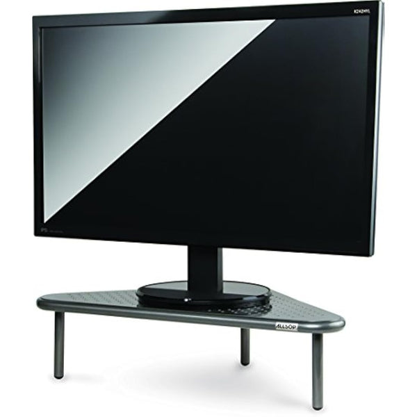 Allsop Metal Art Corner Monitor Stand, Holds 18kg (40 lbs), Great for Small Offices - Silver (06478)