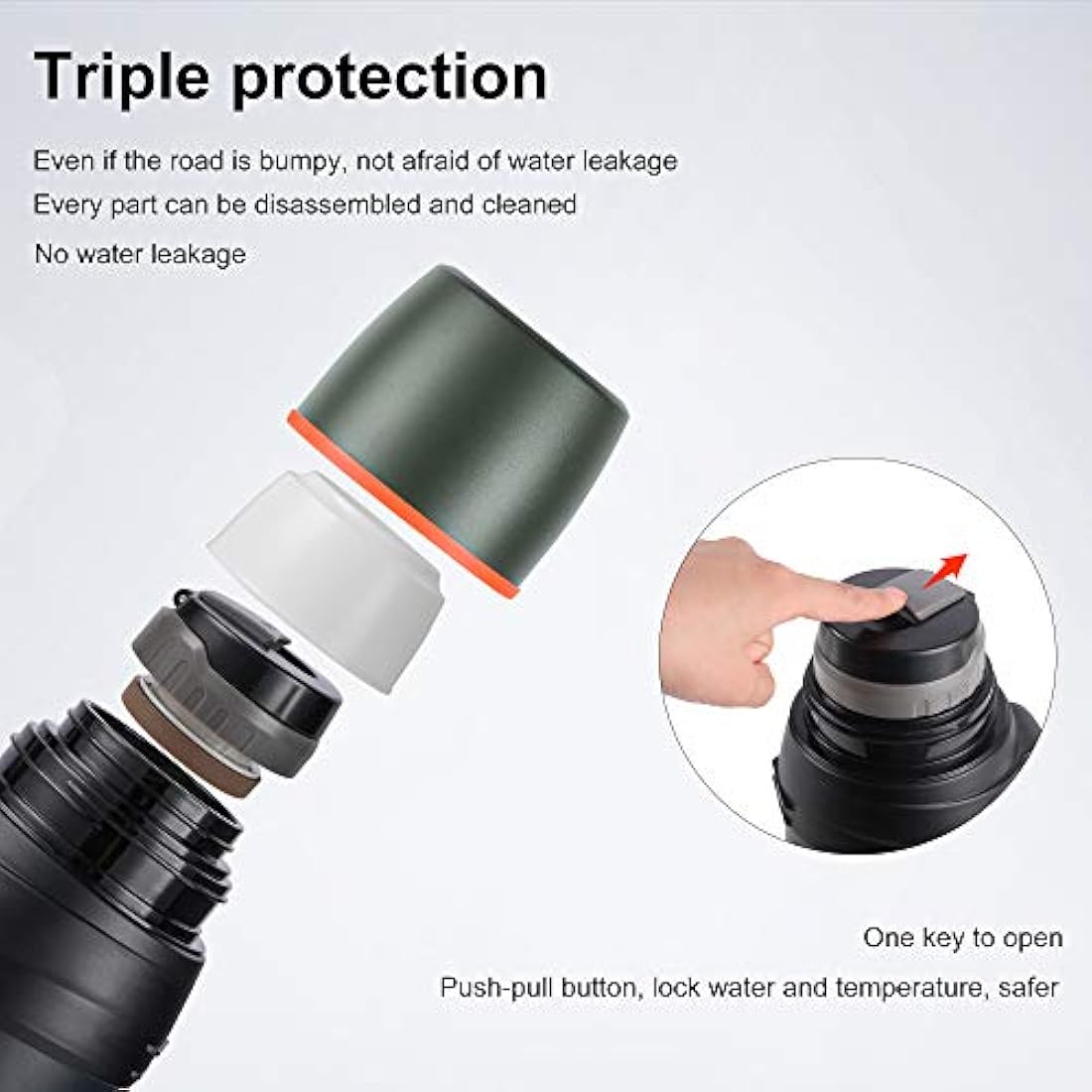 LOKPESCO Large Capacity Flask for Hot and Cold Drinks, 2L Stainless Steel Vacuum Insulated Coffee Thermo Flask with 2 Cups, Oversized Hot Water Bottles for Travel, 24hrs Hot/Cold, BPA Free, Leakproof