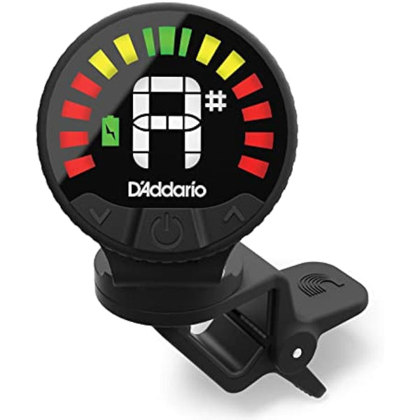 D'Addario Nexxus 360 Rechargeable Guitar Tuner - Clip On Guitar Tuner - Acoustic Guitar Tuner - Electric Guitar Tuner - 24 Hours of Tuning Time per Charge - Rotates 360-degrees