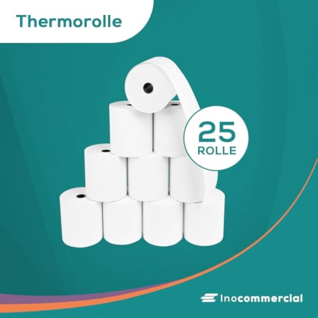 Inoverse EC-Cash Thermal Rolls 57 mm x 60 mm x 12 mm, Thermal Paper Till Rolls, 50 m, 25 Rolls for Cash Register System, EC Devices and ATM Machines, BPA-Free