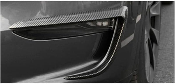 AutoStyle Fog light covers/frames compatible with Tesla Model 3 2017- 'Aero' (Glossy Black ABS)