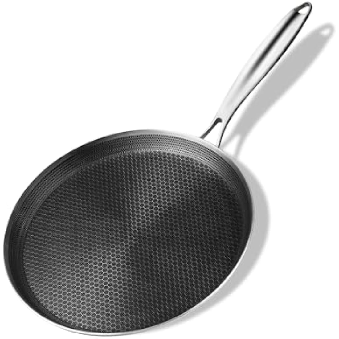 Innerwell Stainless Steel Crepe Pan 28 cm, Nonstick Stainless Steel Honeycomb Coating Pancake Pan, Non Stick Flat Skillet Tawa Dosa Tortilla Griddle Pan, Induction Compatible, PFOA Free