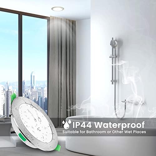 7W LED Recessed Ceiling Light, Dimmable 230V Downlights Ultra Slim 90-100mm Cutout, CCT Selectable Warm White 3000K Neutral White 4000K Cool White 6500K, LED Spotlights for Bathroom Kitchen, 12 Pack