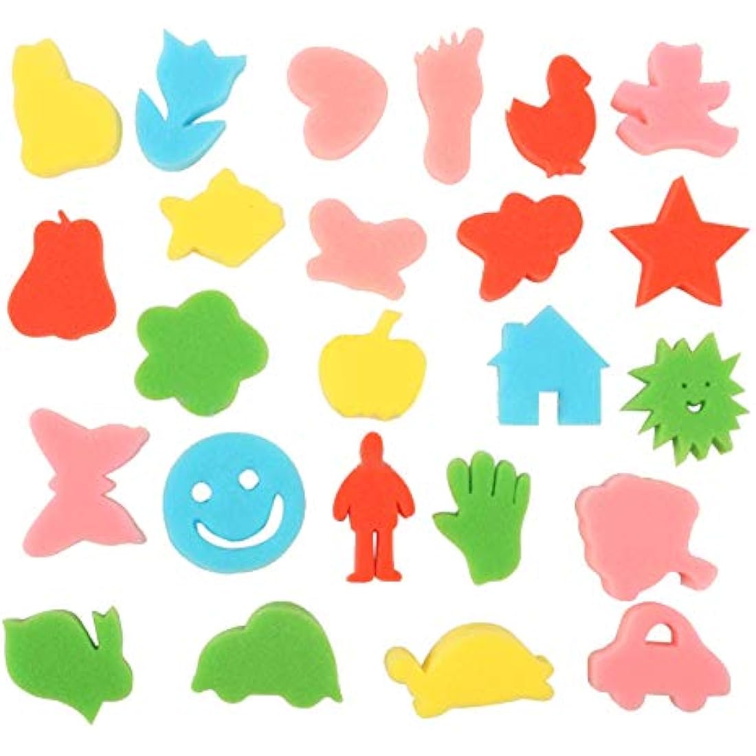 FOVERN1 60 Pieces Sponge painting for Toddlers, Painting Brushes Kits for Kids, Foam Paint Brushes Set, Paint Cups with 1 PCS Waterproof Paint Apron