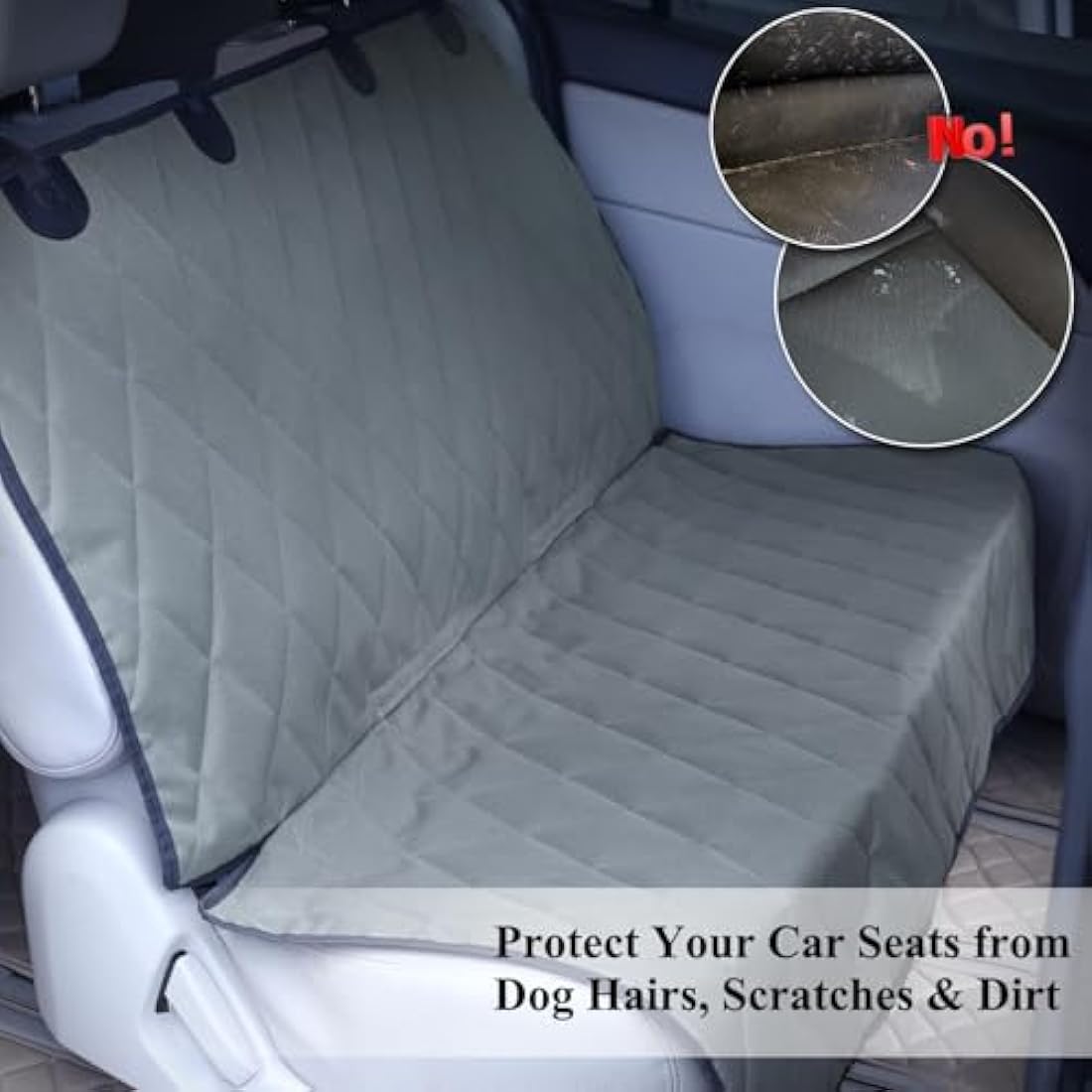 VIVAGLORY Dog Seat Covers, Dog Backseat Cover Pet Bench Protectors with Anti-Slip Backing, Car Seat Cover Back Seats Cover Rear Seat Covers for Dogs, Grey, L