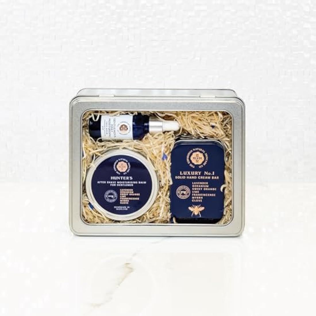 Edinburgh Skincare Gift Box for Men | Hunters Aftershave Balm, Gentlemen’s Daily Moisturising Serum & Luxury No.1 Solid Hand Cream Bar | Natural Skin Care | Gifts for Him