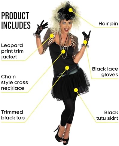 Fun Shack 80s Fancy Dress for Women, Rock Star Fancy Dress 80's Fancy Dress Women, 1980s Fancy Dress Women, 80s Costume