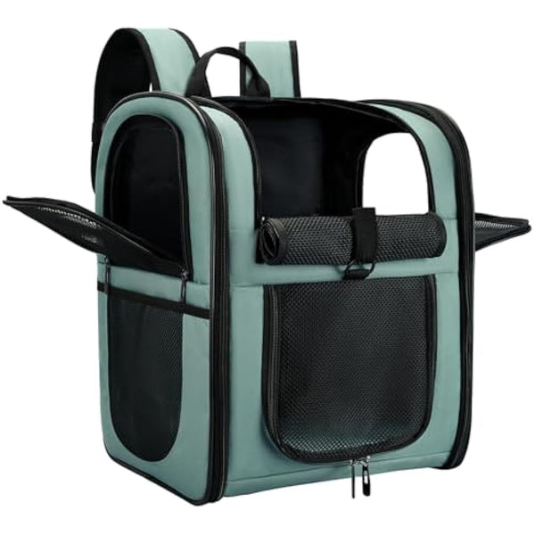 APOLLO WALKER Pet Carrier Backpack for Small Cats and Dogs, Puppies, Two-Sided Entry, Safety Features and Cushion Back Support for Travel, Hiking, Outdoor Use (Blue)