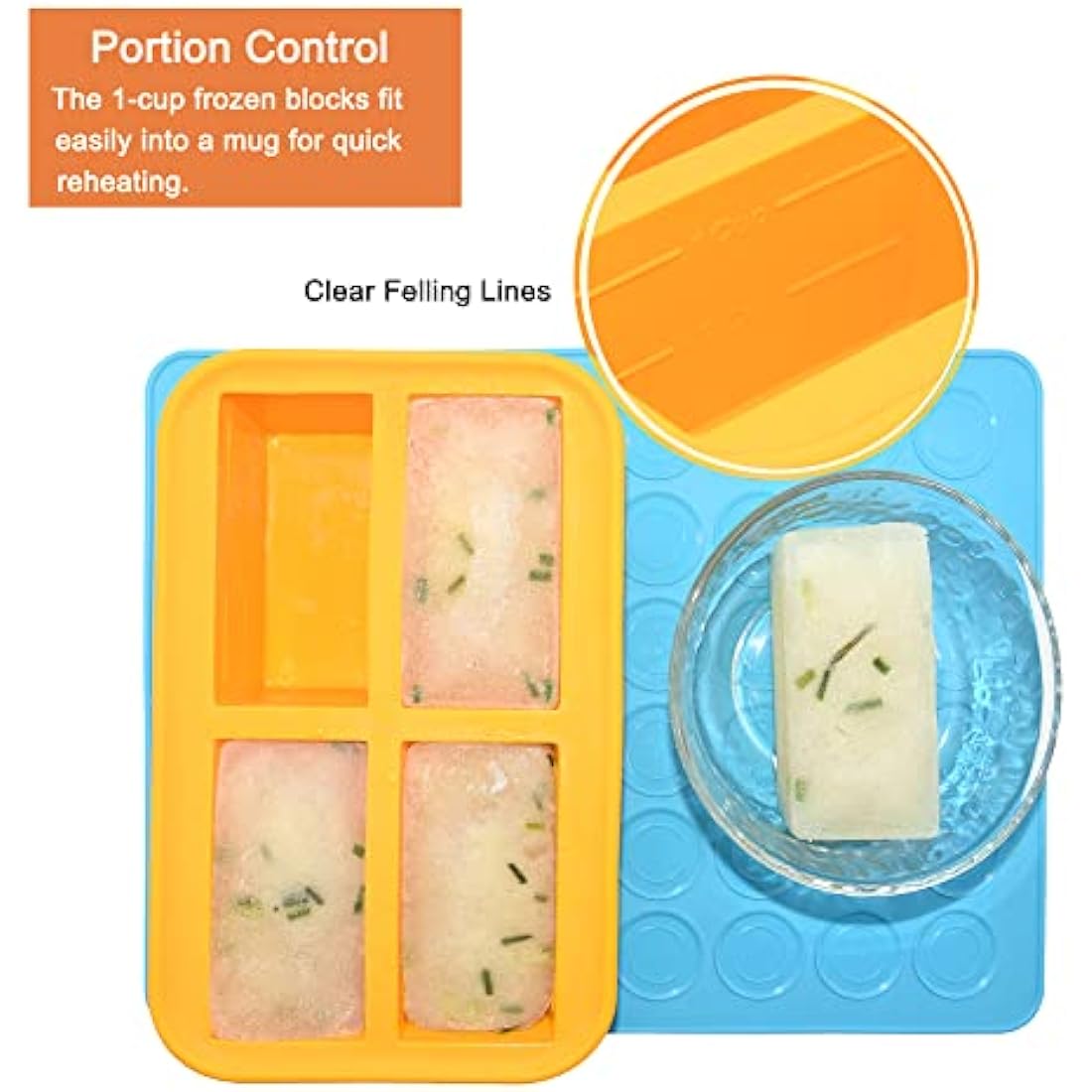 Extra-Large Silicone Soup Freezer Tray, Baby Food Freezer Trays, Soup Freezer Containers for Soup Sauce Meal Prep, 300ml Portion (2)