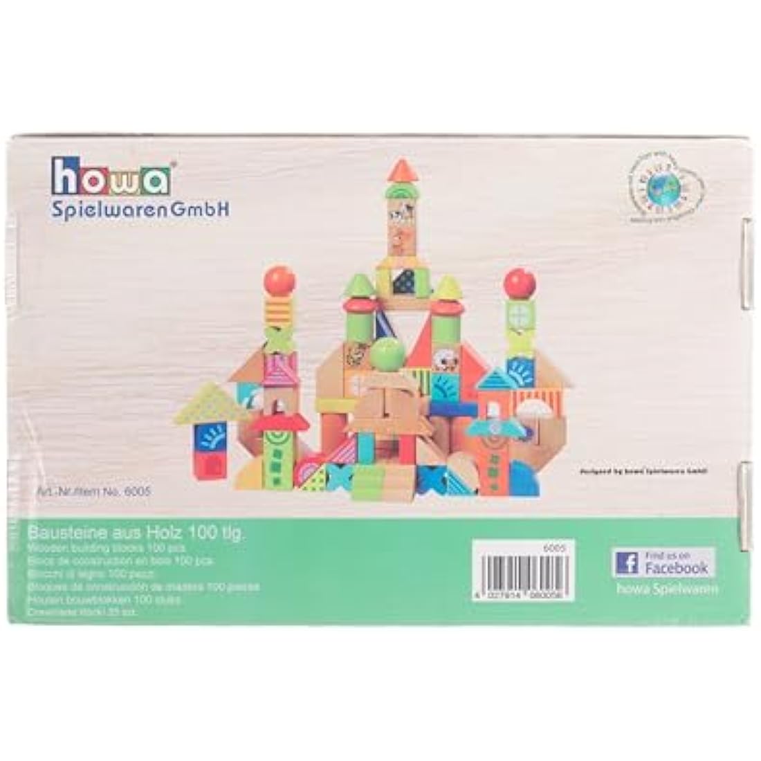 howa 6005 Wooden Building Blocks Made of Beech 100 Pieces