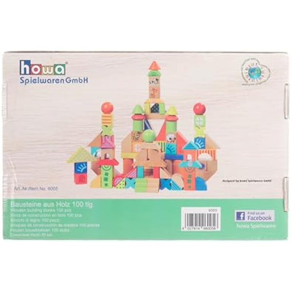 howa 6005 Wooden Building Blocks Made of Beech 100 Pieces