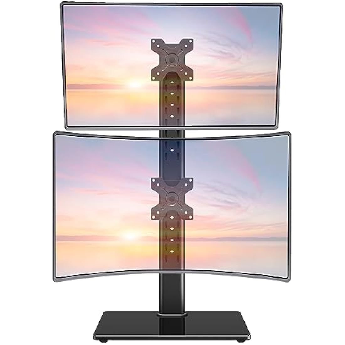 ELIVED Dual Monitor Stand - Freestanding Arm for 13-32 Inch Monitors, VESA 75x75/100x100mm, Up to 15KG, 360° Rotation, Height Adjustable EV2012