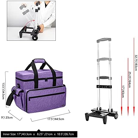 Teamoy Sewing Machine Trolley Bag, Detachable Trolley Case on Wheels with Bottom Wood Pad, Compatible with Singer, Brother and Most Standard Machines and Accessories