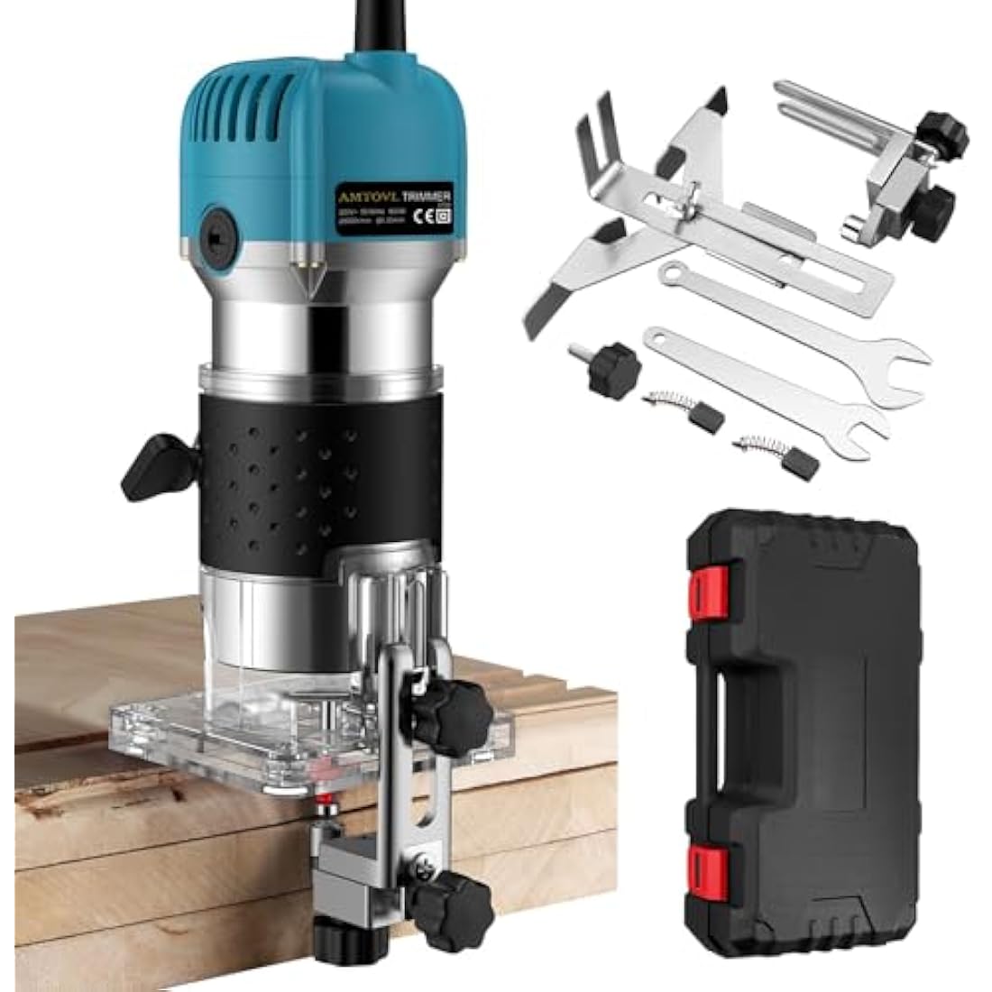 AMTOVL Wood Trimmer, 1/4" 6.35mm Electric Wood Hand Trimmer Laminator 800W 30000R/min Electric Hand Wood Trimmer Laminator Router Joiners Tool for DIY Woodworking
