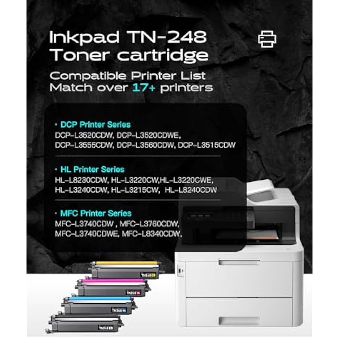 iNKPAD TN248XL Toner Cartridge Replacement Brother TN248XL TN248 TN248CMYK Compatible for Brother HL-L3220CWE DCP-L3520CDWE MFC-L8390CDW MFC-L8340CDW HL-L8230CDW HL-L8240CDW MFC-L3740CDWE (4 Pack)
