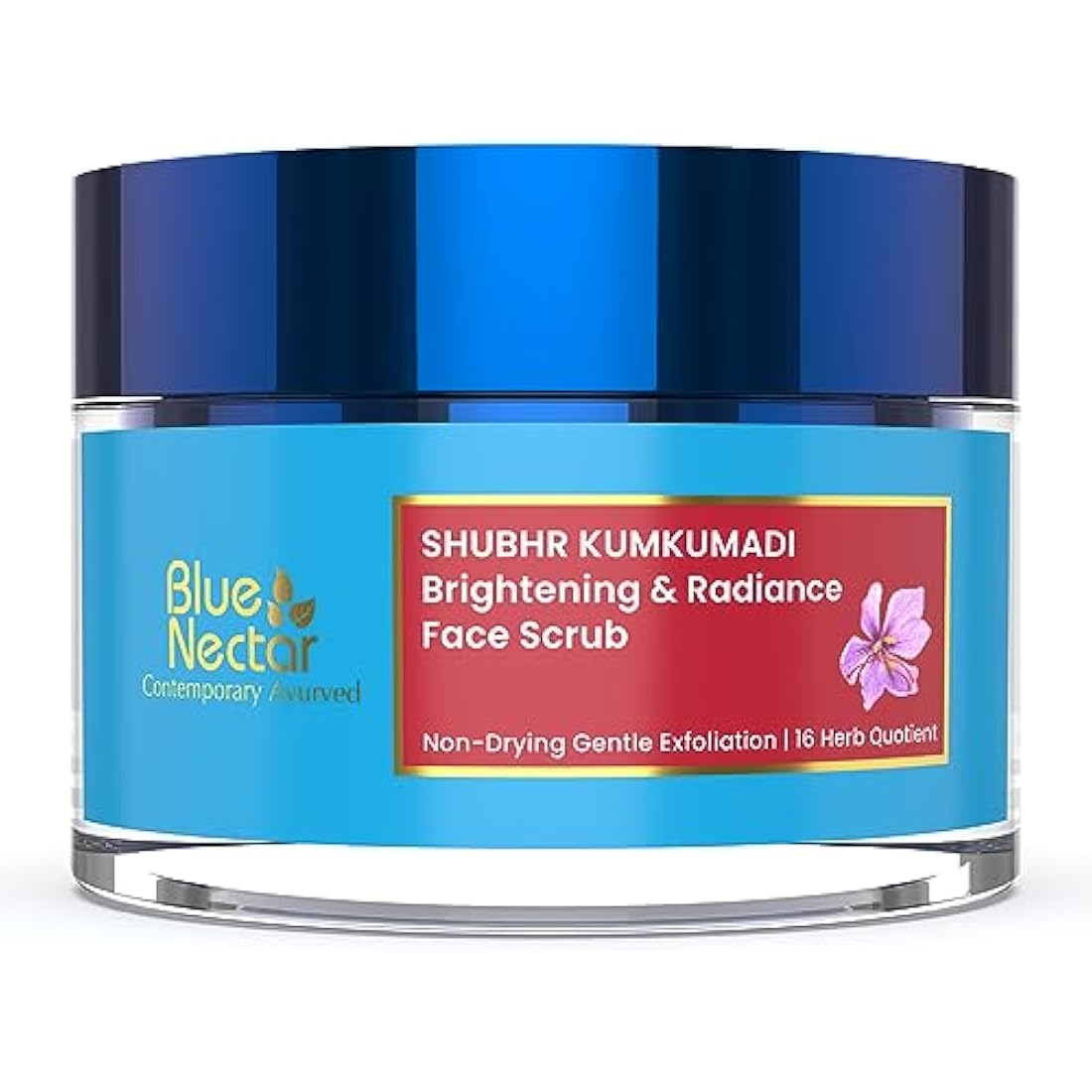 Blue Nectar Saffron Face Scrub for Glowing Skin by Exfoliating Face Scrub | Gentle Ayurvedic Kumkumadi Oil Tan Remover for Refreshing Sun-exposed Skin (16 Herbs, 50g)