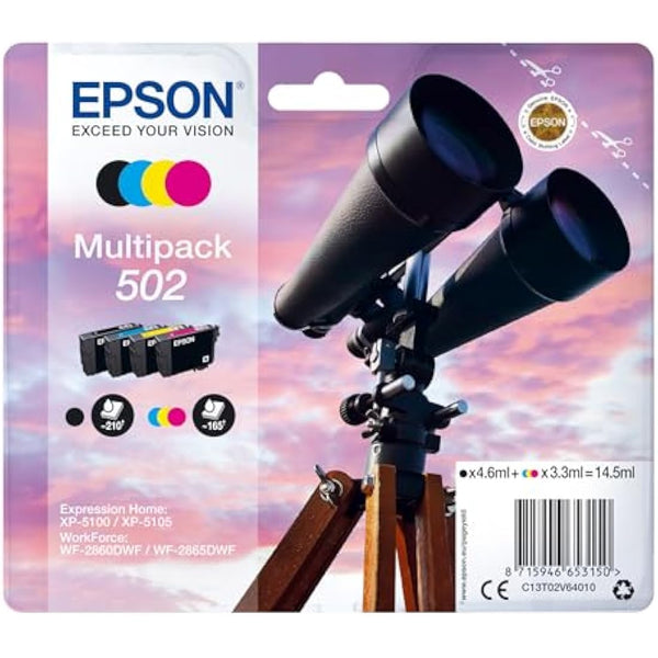 Epson 502 Binoculars Genuine Multipack, 4-colours Ink Cartridges