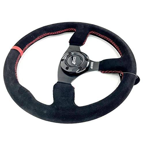 OCC MOTORSPORT OFFSET STEERING WHEEL CLASSIC MODEL PERFORATED LEATHER WITH BLACK ARMS - 90 MM FULL DISH WHEEL - 350MM (14 INCH)