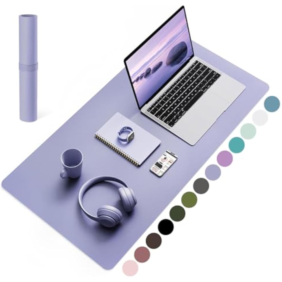YSAGi Non-Slip Desk Pad, Waterproof PVC Leather Desk Table Protector, Ultra Thin Large Mouse Pad, Easy Clean Laptop Desk Writing Mat for Office Work/Home/Decor (80 x 40 cm, Lavender)