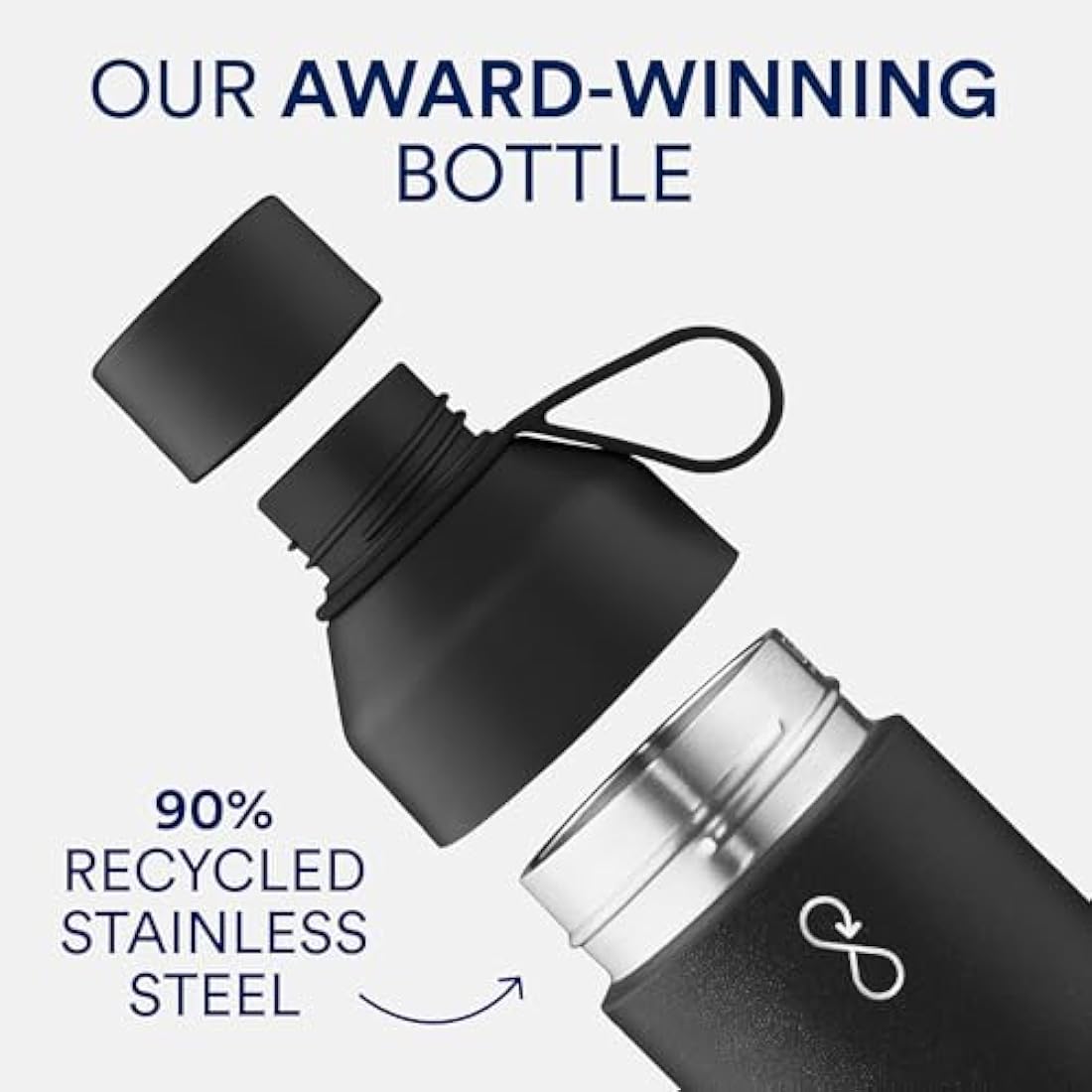 Ocean Bottle - Recycled Stainless Steel Bottle - Eco-Friendly & Reusable (Big 1l, Obsidian Black)