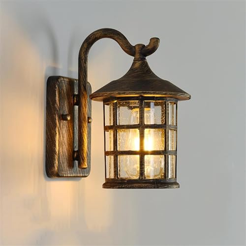 Outdoor Wall Lights,Lantern Outdoor Lights Aluminum And Glass Waterproof Lamp Retro Garden Wall Lights Rustic Decor E27 Outside Lights For House Home