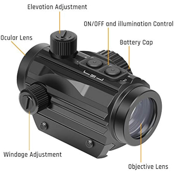Feyachi RDS-25 Red Dot Sight 4 MOA Red Dot Gun Sight Rifle Scope with 1 inch Riser Mount