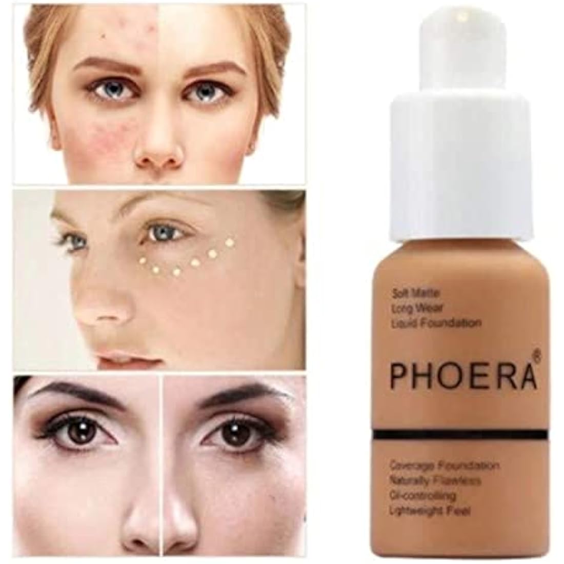 Aquapurity Phoera® Full Coverage Foundation Soft Matte Oil Control Concealer 30ml Long Lasting Flawless Cream Smooth (102 NUDE)