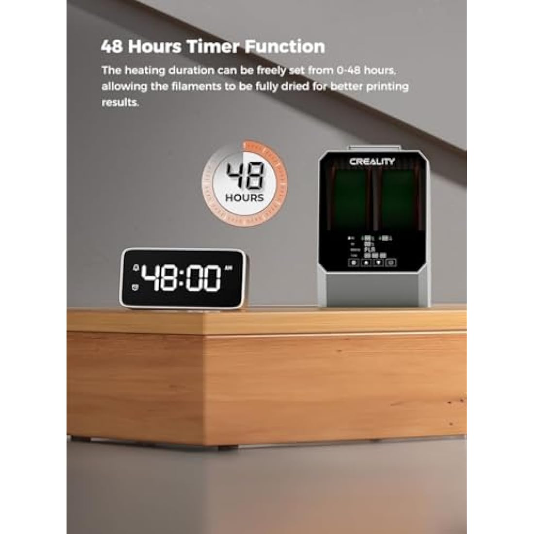 Creality Filament Space Dry Box Plus for 2 Pack Filament, Dust-Proof and Moisture-Proof, Storage Box Keeping Filaments Dry During 3D Printing, Filament Spool Holder Dryer