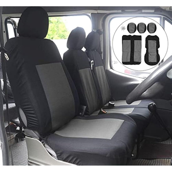 Grey Black Van Seat Covers Universal Fit Most Vans Trucks Lorry Front Single & Double Seat Covers for 2+1