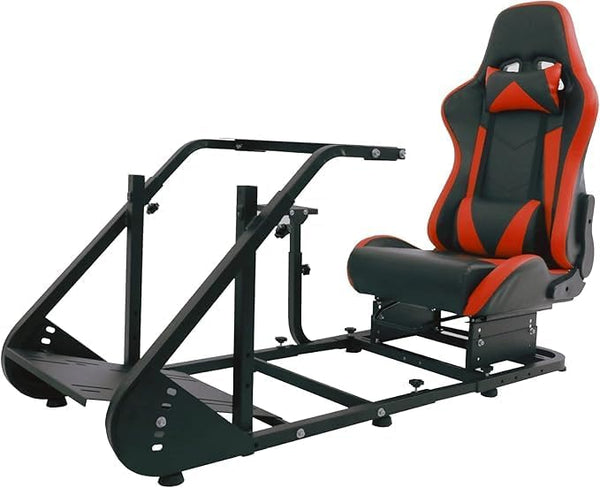 Anman Racing Simulator Cockpit-A37 fit for Logitech G25/27/29/920/923 Thrustmaster T80 T150 T248 Steering Wheel Stand with Seat Gifts for Game Lovers without Wheel Pedal and Handbrake (Red)