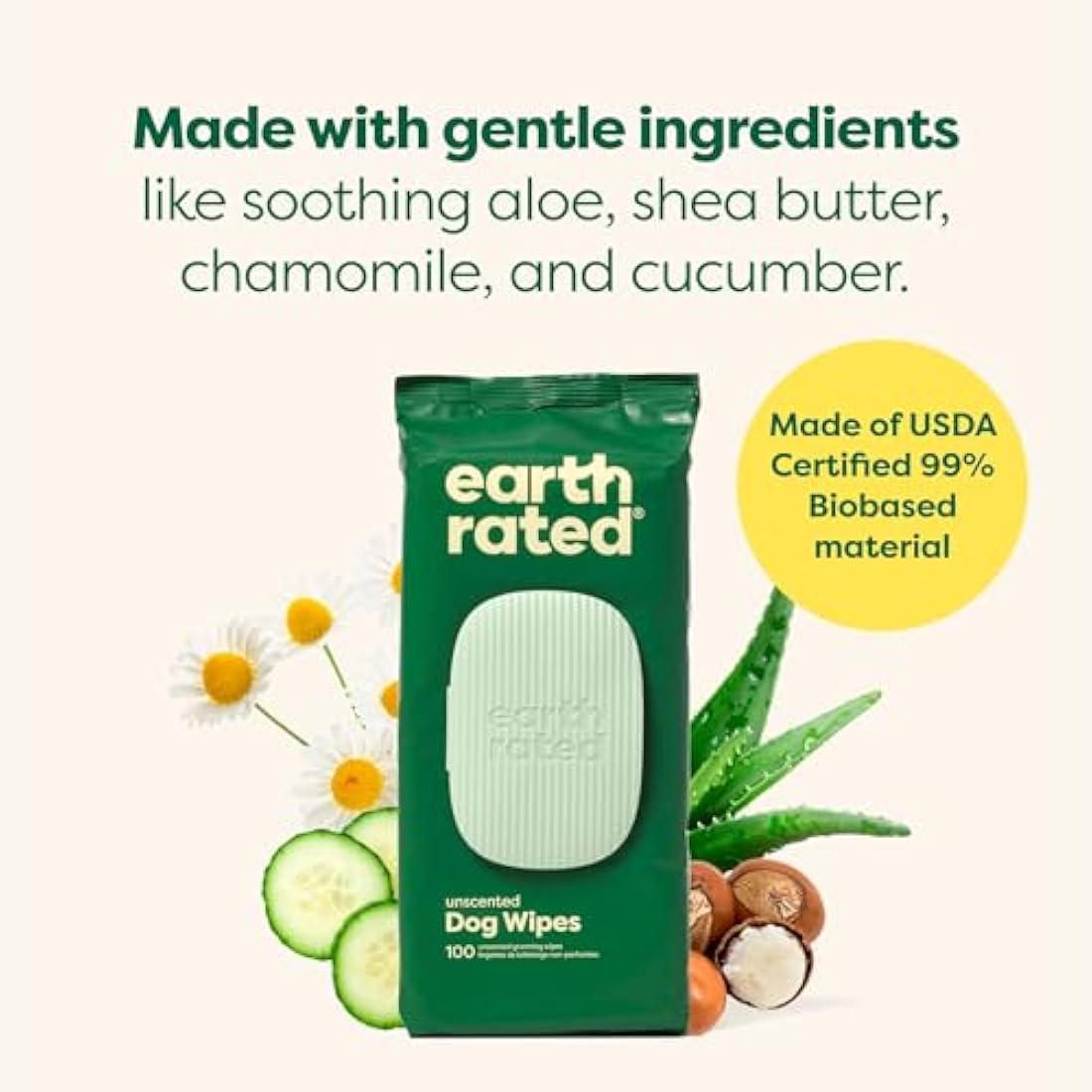 Earth Rated Pet Wipes for Dogs and Cats, Hypoallergenic, Cleaning and Hydrating, for Grooming Paws, Body and Bums, Unscented, 400 Count