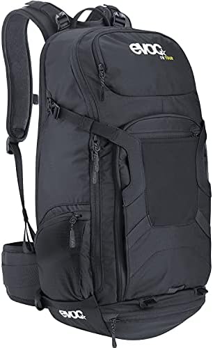 EVOC FR TOUR 30l technical touring backpack (integrated back protector with shock absorption, ideal for multi-day tours, main compartment with pass-through, hydration system slot, rain cover), black