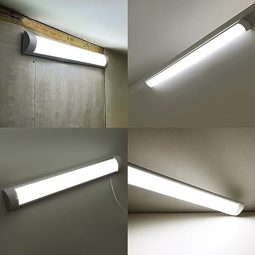 HUMIGA 5FT LED Batten Light, 50W Low Profile Wall Ceiling Surface Mounted Fitting, IP20 Slim Wide Tube Lighting for Office/Home/Shop/Workshop/Warehouse, Neutral White 4000K, 4 Pack