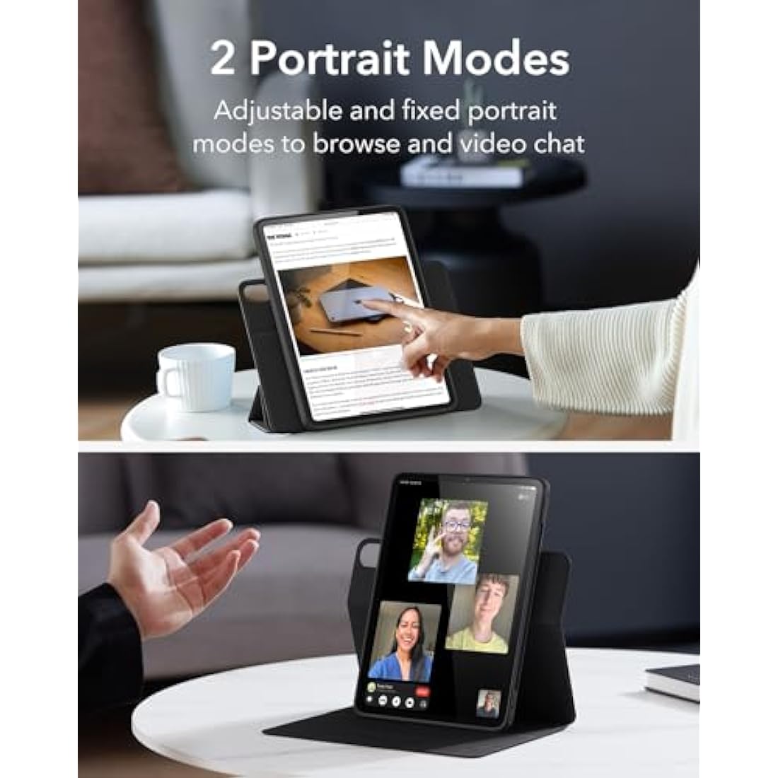 ESR for iPad Air 13 Inch Case M3/M2 (2025/2024) Case with Pencil Holder, Removable Magnetic Cover, Vertical Stand, Fully Supports Apple Pencil Pro and Pencil (USB-C), Rebound 360 Series, Black