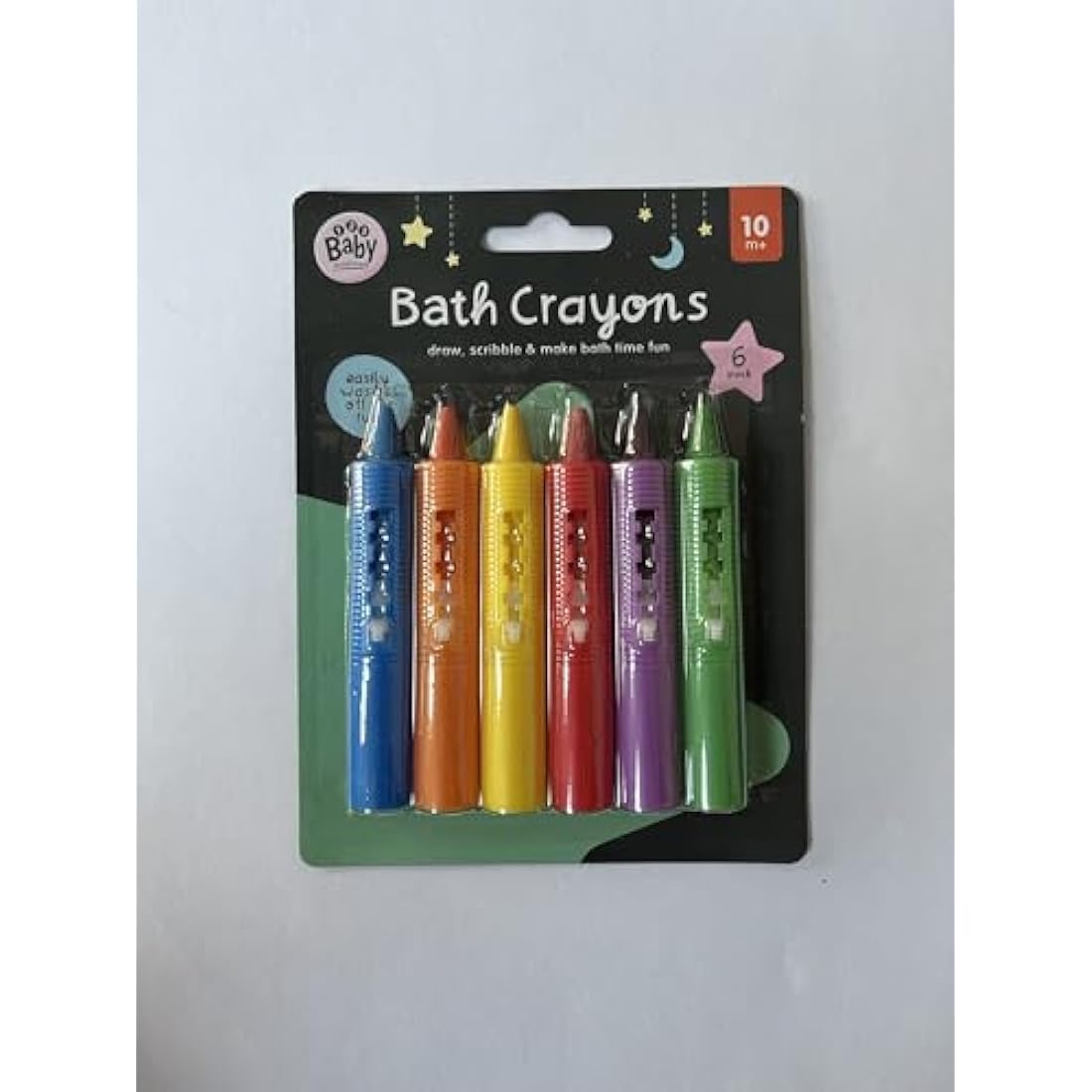 123 BABY Play-tec Bath Crayons for Draw, Develop Creativity, Imagination, Scribble and Make Bath Time Fun, Easy Washable Wipe Clean-6 Pack