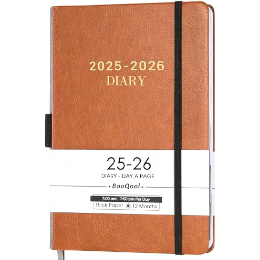 Academic Diary 2025-2026 - A5 diary 2025-2026 day per page from Jul. 2025 to Jun. 2025, Productivity planner 2025-2026 with Monthly Tabs, 14.8cm × 21.4cm - Brown
