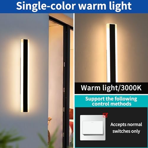 Mikeru 80cm Outdoor Wall Light, 2 Pack 3000k Warm White Modern Long Wall Light, IP65 Waterproof Outdoor Porch Wall Sconce, Acrylic Outside Wall Sconce for Garden, Garage, Patio, Balcony