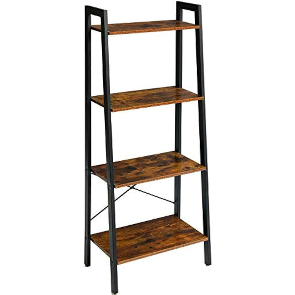 IBUYKE Ladder Shelf, Bookshelf, 4-Tier Storage Organiser Shelves, Shelving Unit, Plant Stand, Living Room Bookcases, Industrial Bookshelf, for Bedroom, Kitchen, Office, 60x35.5x148.5 cm, TMJ014H