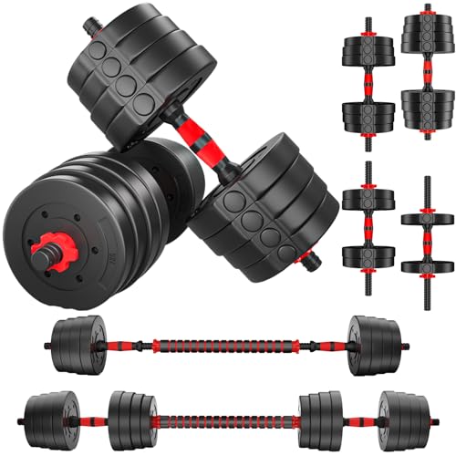 AJUMKER Dumbbells Barbell Set 20KG 30KG,Adjustable Dumbbells Barbell Set, Adjustable Lifting Training Set for Men and Women, Body Workout Home Gym