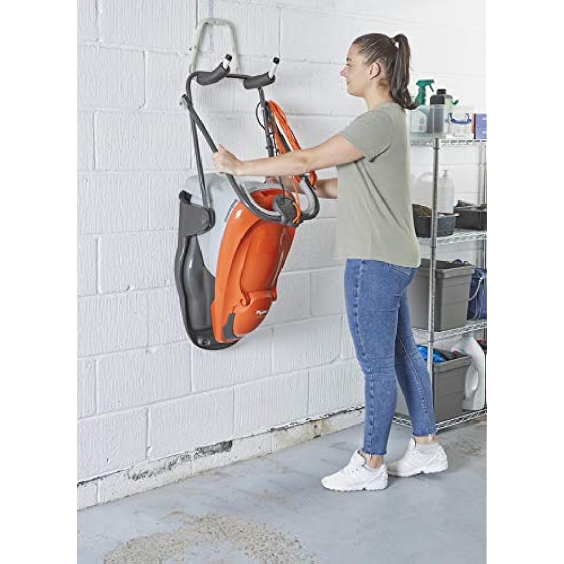 Flymo EasiGlide 360 Hover Collect Lawn Mower - 2000W Motor, 36cm Cutting Width, 26 Litre Grass Box, Folds Flat, 10m Cable Length, Orange and Grey